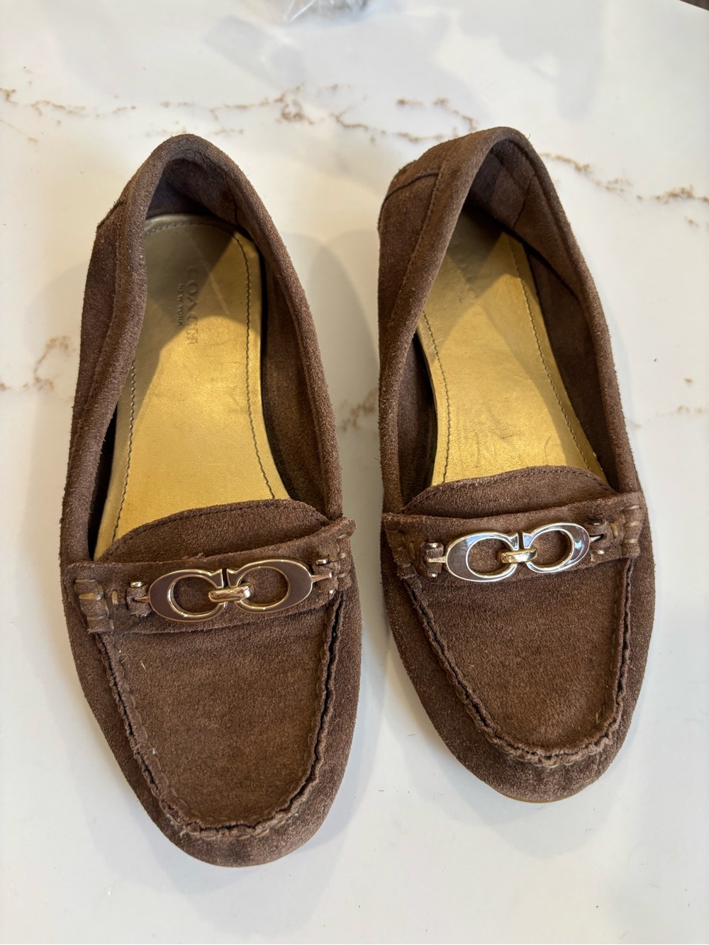 Coach Brown Suede Women's Loafers with Horsebit